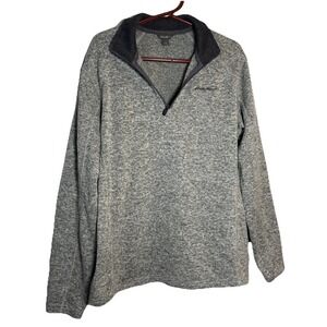 Eddie Bauer Mens Large 1/4 Zip Fleece Pullover Gray Sweater Lightweight Outdoor